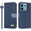 TAUYN Custodia per Xiaomi Redmi Note 13 Pro 5G / Poco X6 5G, PU Pelle Flip Cover Antiurto TPU Custodie, Slot per Schede & Supporto Funzione, con Cordino -Blu Scuro