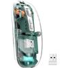 UrChoiceLtd T900 Mouse wireless Bluetooth, mouse cordless sottile multi-dispositivo (doppia modalità: BT 5.1/5.2 + 2.4G), batteria da 400 mAh Mouse USB ottico trasparente da 2400 DPI (verde)