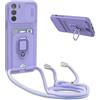 YFSYLL Cover Compatibile con Motorola Moto G31/G41 con Cordino,Custodia con Cordino Silicone Cover,Protezione Fotocamera,360°Anello Supporto,Porta Carte,Viola