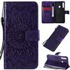 MUMOYAN CHcase Cover per Huawei Y7P/P40 Lite E Custodia di Pelle Flip Portafoglio Retro Libretto Magnetico Protettiva Non Graffi con Funzione Supporto Bumper Fiore Girasole per Huawei Y7P/P40 Lite E -Viola