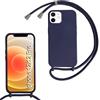 Belzsxy Cover per iPhone 12 Pro(6.1) con Cordino, Custodia con Laccio Collana Tracolla Collo Liquido Silicone Antiurto TPU Antiurto AntiGraffio Case,Blu