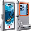 Lanhiem Custodia impermeabile professionale subacquea IP68 15M - Per telefoni iPhone, Samsung, Huawei e Xiaomi (fino a 6,9). Controllo fotografico Bluetooth e bussola per le vostre avventure,Grigio