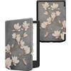 kwmobile Custodia eReader Compatibile con Pocketbook Verse/Pro/Color/Vivlio Light Cover - eBook Reader Flip Case - marrone grigio/bianco/grigio blu - Magnolie