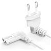 Ancable Cavo di alimentazione EU Euro 2 PIN Spina ad angolo retto, Ancable 90 gradi IEC C7 Figura 8 Cavo per Samsung Philips Toshiba LG Sony Sharp TV a LED Flat TV Sky box, Sky Plus + HD Box 1M Bianco
