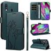 Bravoday Cover per Samsung Galaxy A40, Custodia in PU Pelle Portafoglio Flip Schede con Slot per Carte, Magnetica Antiurto Cover per Galaxy A40, Verde Scuro