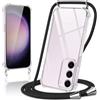 Coiwxmoi Cover per Samsung Galaxy S23+ 5G con Cordino 6,6,Trasparente Custodia con Laccio Tracolla Corda Catena Cinghia,Ultra Morbido Silicone TPU Antiurto Case per Samsung S23+ 5G, Nero