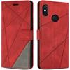 SONWO Cover per Xiaomi Redmi Note 5 Custodia, Flip Caso in PU Pelle Case Cover Premium Portafoglio Custodia per Xiaomi Redmi Note 5, Supporto Stand, Slot per Schede, Rosso