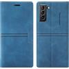 OKZone Cover per Samsung Galaxy S22 Plus, Cover a Libro Samsung S22 Plus, Custodia in Pelle Samsung S22 Plus Magnetica [Portafoglio] Custodia Silicone TPU Antiurto,Funzione Supporto Slot Schede (Blu)