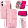 Fertuo Cover per OPPO A5 Pro 5G, Custodia a Libro in Pelle PU Flip Case con Porta Carte, Chiusura Magnetica e Cinturino [Disegni di Fiori] Portafoglio Interno Silicone Antiurto, Rosa