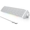 SOULION R60 Casse USB Bluetooth RGB Soundbar Bianco per PC, Portatile, Gaming, Monitor, Altoparlante Stereo 12W, Alimentazioni USB, con Aux Jack 3.5mm, Design del tessuto di moda
