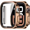 Amizee 2 Pezzi Cover Compatibile con Apple Watch Series 11/10 46mm con Vetro Temperato, Custodia Sottile Anti-Graffio e HD Clear Pellicola Protettiva per iWatch 46m, Oro Rosa/Trasparente
