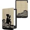 kwmobile Custodia eReader Compatibile con Pocketbook Verse/Pro/Color/Vivlio Light Cover - eBook Reader Flip Case - nero/beige - Ragazza e Libri