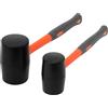 KEILEOHO Set di 2 martelli in gomma da 50 mm e 70 mm, 450 g e 900 g, martello in gomma con manico in fibra di vetro antiscivolo, colore nero arancione