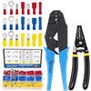 Glarks Pinza crimpatrice a cricchetto professionale autoregolabile AWG 22-10 e un set di strumenti spellafili con 183 pezzi isolati testa proiettile a vanga anello crimpare terminali kit assortimento