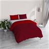Italian Bed Linen Copripiumino Piazza e Mezza, Tinta Unita Double Face, Parure Copripiumino VERA, con Sacco Piumone 200x200cm + coppia federe 50x80cm BORDEAUX/ROSSO
