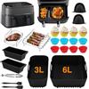 lompyeu 28 Pezzi Accessori Friggitrice ad Aria,Accessori Friggitrice ad Aria in Silicone per Philips NA350/00 Air Fryer 9L(6L/3L), Stampi Silicone per Friggitrice ad Aria,Riutilizzabile Invece di Carta Forno