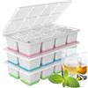 QUELIEN Stampi per cubetti di ghiaccio in silicone con coperchio - Grandi stampi quadrati per whisky per cocktail, Old Fashioned & Smoothies - Confezione da 3 vassoi per cubetti di ghiaccio senza BPA con