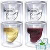 Mein HERZ Set di 4 Tazza di Rum Scheletro,Bicchieri a Forma di Teschio Bicchieri a Doppia Parete Bicchieri da Tequila, Bicchierini con Teschio per Case Caffetterie Ristoranti Bar Feste e Festival