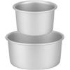 Auddemg Set di 2 Tortiera rotonda per torta alta (Ø 15/20 cm), Teglia forno rotonda per torte, in alluminio anodizzato con fondo rimovibile, Argento