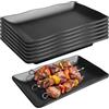 Aicharynic 6 piatti da portata rettangolari neri opachi, in porcellana, 20,6 x 12,6 x 2,5 cm, piatti da dessert per sushi, snack, antipasti, frutta, insalata, torte, lavabili in lavastoviglie
