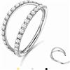BodyBonita Doppio Piercing Naso Anello - Argento 316L Acciaio Chirurgico Septum Piercing Clicker 16G CZ Conch Jewellery Cartilagine Nostril Orecchino Naso Helix Rook Trago 12 mm