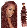 Heiowuio Brazilian Remy Hair Bundles Human Hair Extension #33 Reddish Brown Deep Wave Unprocessed capelli umani Tissage Brazilianne Real Human Hair 100g/Bundles 20 Inch