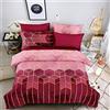 Shamdon Home Collection - Set copripiumino per letto matrimoniale, motivo geometrico, 3 pezzi, set di biancheria da letto ultra morbido in microfibra, con 2 federe, chiusura a cerniera, bordeaux