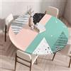 Morbuy Plastificata Tovaglia Rotondo con Bordo Elastico, Tovaglie da Tavola Antimacchia Plastica Tovaglia per Salotto Caffè Pranzo Giardino Decorazione -Astratto Pittura 3D (Rosa Verde,110cm)