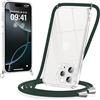 Coiwxmoi Cover con Cordino per iPhone 16 Pro Max 6,9, Trasparente Custodia con Laccio Tracolla Cellulare Girocollo Collana Morbido Silicone TPU Antiurto AntiGraffio Protettiva Case, Verde Scuro