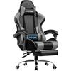 GTPLAYER Sedia da Gaming, Ergonomico Sedia da Ufficio, con Massaggiante poggiapiedi e supporto lombare, Schienale Regolabile 90-135°, Portata 150 kg, sedia per computer,Grigio
