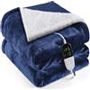 OneAmg Coperta Termica Elettrica,155x180cm 6 Livelli di Riscaldamento,Timer 10H,Spegnimento Automatico Della Coperta Elettrica -con Telecomando Digitale,Lavabile in Lavatrice,Plaid Riscaldabile Blu