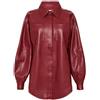Fatto a mano Camicia elegante da donna bordeaux in vera pelle di agnello di design abbigli...