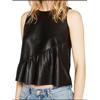Fatto a mano Top elegante casual senza maniche formale nero festa vera pelle di agnello donna