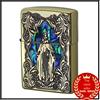 Zippo Virgin Mary Shell ottone antica incisione profonda crostacei pasta oro ...