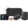 GOPRO Action Camera GOPRO HERO13 Black Extended Power Bundle, caricabatterie doppio, 3 batterie Enduro, supporto adesivo curvo, SanDisk microSD64GB, custodia