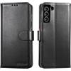 Lensun Cover in Pelle Vera per Samsung Galaxy S21 Plus- Nero | Cover in Vera Pelle [Supporto Stand] Libro con Portafoglio Chiusura Magnetico Flip Custodie Cuoio