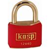 Kasp 124 Series Brass Padlock 40mm Red Keyed Alike