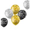 Folat 63769 Palloncini in lattice - BlackGold HNY - Nero, Oro, Argento - 6 pezzi - Decorazioni Festa Capodanno Nero Oro, Veglione Cenone di San Silvestro, Buon Anno