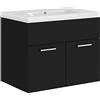 vidaXL Mobile Bagno con Lavabo Integrato Nero in Truciolato