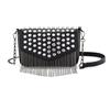 Ayliss Borsa a tracolla da donna con piccoli rivetti borchiati nappa borsa a tracolla pochette gotico punk rock party Funky Bag (Rettangolo nero), nero, Small