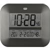 Trevi OM 3520 D Orologio Digitale Radiocontrollato con Ampio Display LCD, Termometro e Igrometro, Calendario Multilingue, Facile Installazione a Parete/Tavolo, Funzionamento a Batterie AA, Nero
