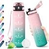 KollyKolla Borraccia 1 Litro, Borraccia Motivazionale con Filtro, Borracce senza BPA, Borraccia Palestra, a Prova di Perdite, Bottiglia Acqua Adulto, per Sportiva, Bici, Viaggio, Gym, Ciclismo