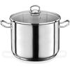 GSW 643450 Professionale - Pentola con Coperchio in Vetro 28 x 19 cm/Circa 12,0 Litri, Acciaio Inox, Argento, 42 x 29,5 x 20,5 cm, 2 unità