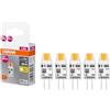 OSRAM LED BASE PIN MICRO, confezione vantaggiosa con 5 lampadine a bassa tensione, sostituisce le tradizionali lampadine PIN speciali da 10W, bianco caldo (2700K), 1W, attacco G4, vetro opaco, non dim