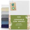 Dreamzie Lenzuolo Singolo Con Angoli Organico Cotone 80x160 cm - Bianco - Certificato senza Prodotti Chimici (Oeko TEX)