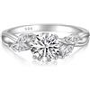 YL Anello di Fidanzamento in Argento 925 con 1 Carato Moissanite Colore D VVS1 Anello di Promessa Anniversario Foglia Gioielli Regalo per Donna