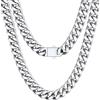 Bestyle Collana Uomo a Catena Cubana Miami 12MM Robusta Grossa, in Acciaio Inossidabile Placcato Platini Lunghezza 46CM, Stile Hip Hop Punk Confezione Regalo
