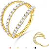 BodyBonita Triplo Piercing Naso Anello - Oro 316L Acciaio Chirurgico Septum Piercing Clicker 16G CZ Conch Jewellery Cartilagine Nostril Orecchino Naso Helix Rook Trago 12 mm