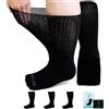 LOFIR Calze Diabetiche Uomo in Cotone: Calzini Senza Elastico e Senza Cuciture Donna Calze Extra Larghe Diabetiche per Caviglie e Piedi Gonfi 3 Paia Nero 39-46