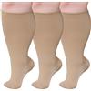 PUTUO Calze a Compressione Graduata da Uomo: Calzini a Compressione Gambaletti Donna Calze Contenitivi Taglie Forti per Corsa Viaggi Gravidanza Viaggi in Aereo nero L/XL 3 Pai